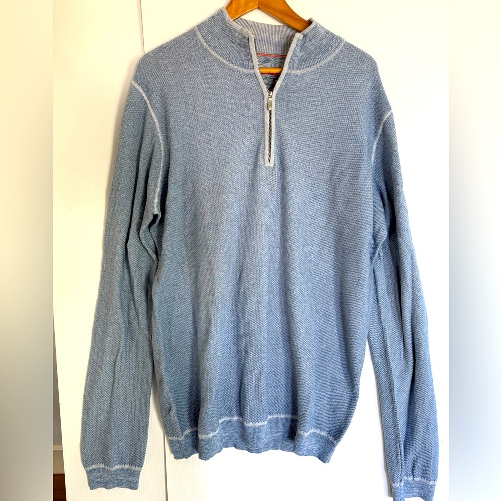 TOMMY BAHAMA Blue Zip-Up Sweater